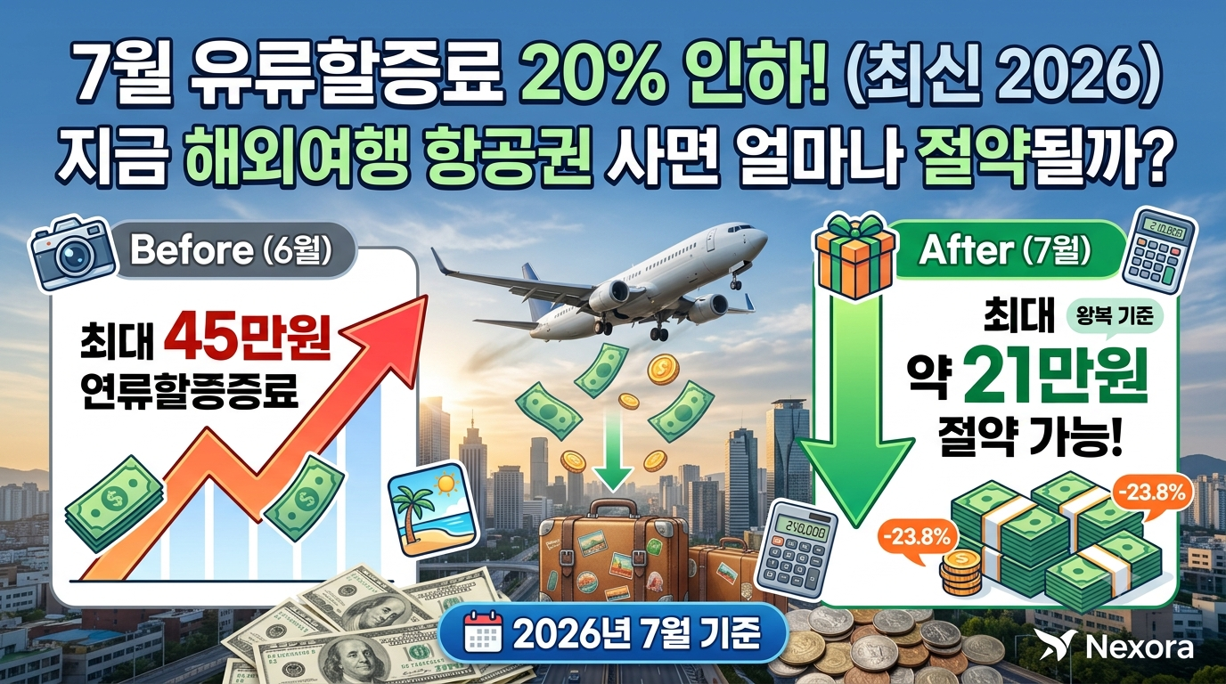 7월 유류할증료 20% 인하! 지금 해외여행 항공권 사면 얼마나 절약될까? (2026 최신)