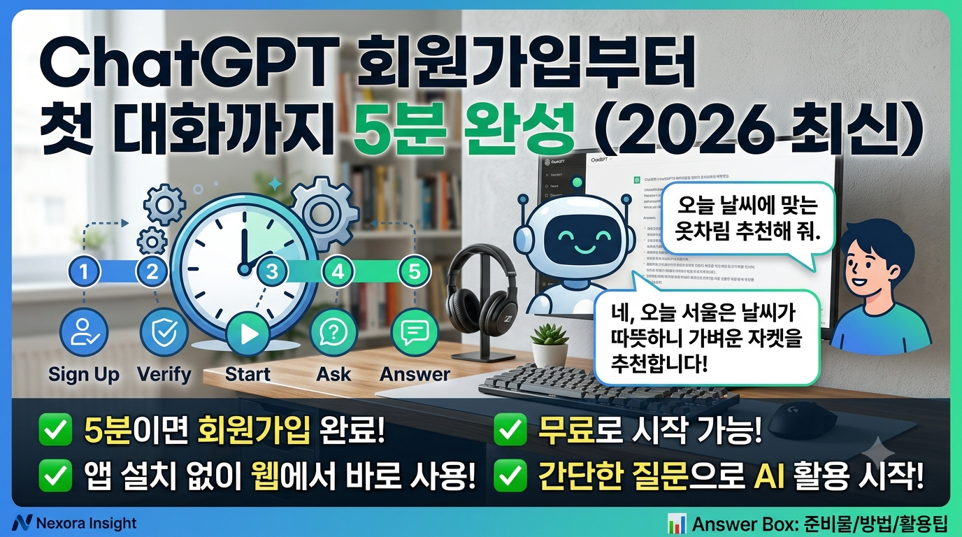 ChatGPT 회원가입부터 첫 대화까지 5분 완성! 초보자 가이드 (2026 최신)