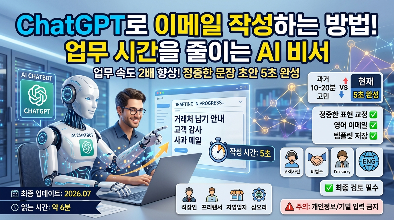 ChatGPT로 이메일 작성하는 방법! 업무 시간을 줄이는 AI 이메일 작성 비법 (2026 최신)