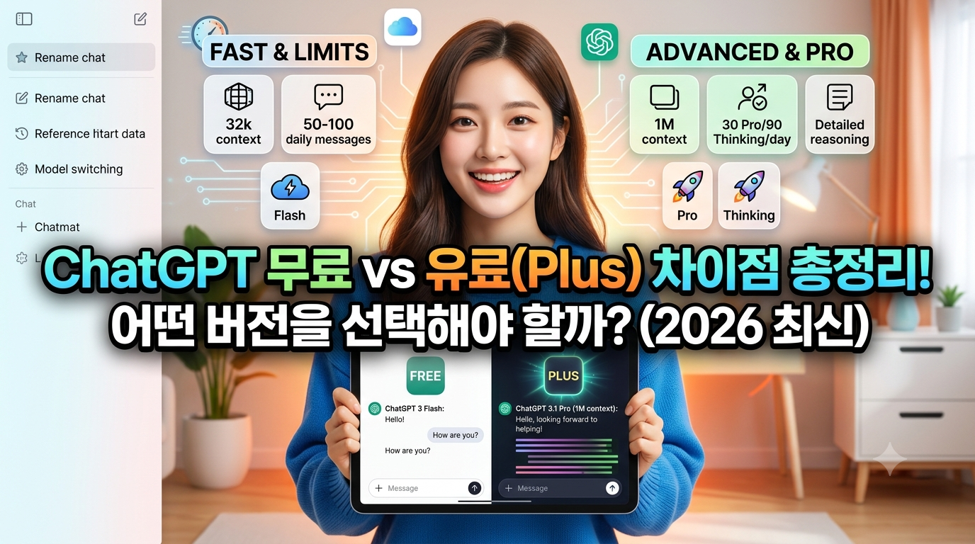 ChatGPT 무료 vs Plus 차이점 총정리! 어떤 버전을 선택해야 할까? (2026)